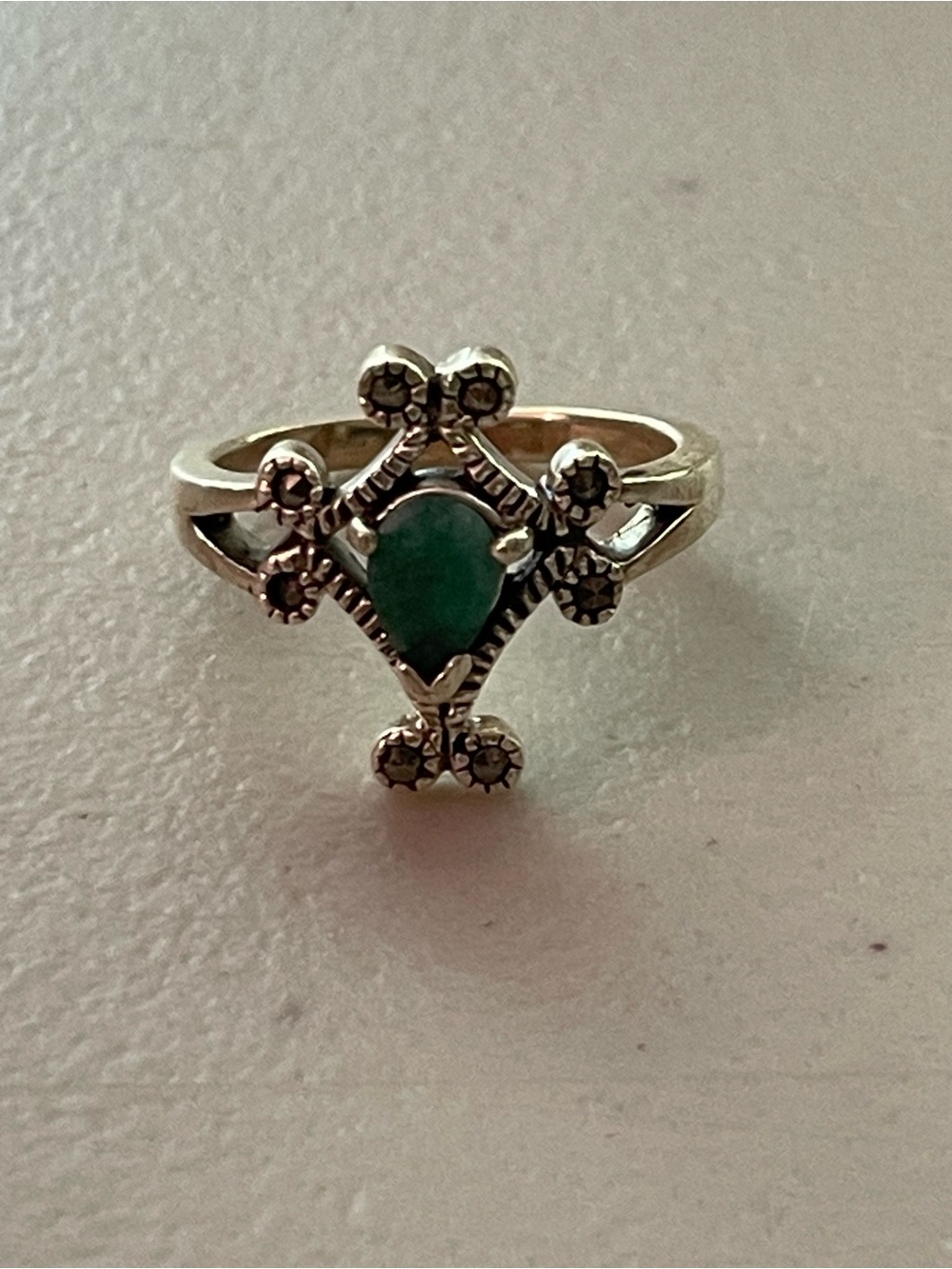 Sterling Silver Green Emerald Ring